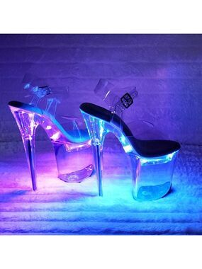 Flash Dance Led Lighted Multi Function Flashdance Clear Platform 8" Heels